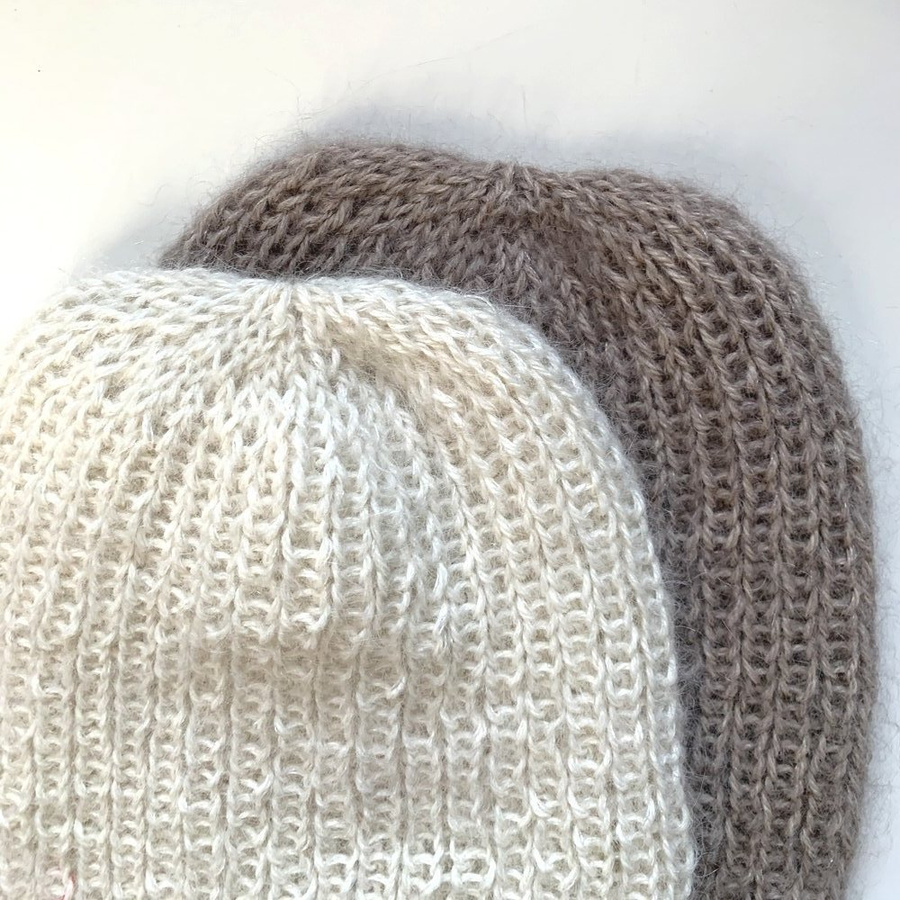 MARI handgemachte Beanie-Mütze aus Alpaka, Mohair und Seide 2020/20 Beige