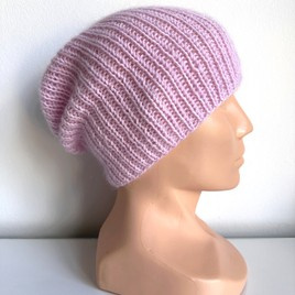Handmade women's hat AUREA 100% Baby Merino plus mohair and silk 05/03 Light Pink