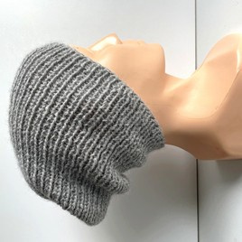 KIARA – czapka z alpaki 100% beanie 501 jasny szary damska zimowa