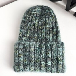 DAISY – czapka beanie handmade baby merino + moher i jedwab 3265 Forest Night
