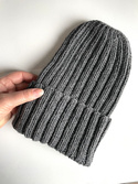 HELLI – czapka beanie wywijana z wełny baby merino 20 Ciemny szary
