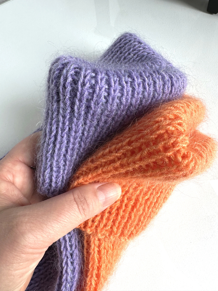 AUREA – ręcznie robiona czapka beanie baby merino + moher i jedwab damska/dziecięca 36/49 Pomarańczowy