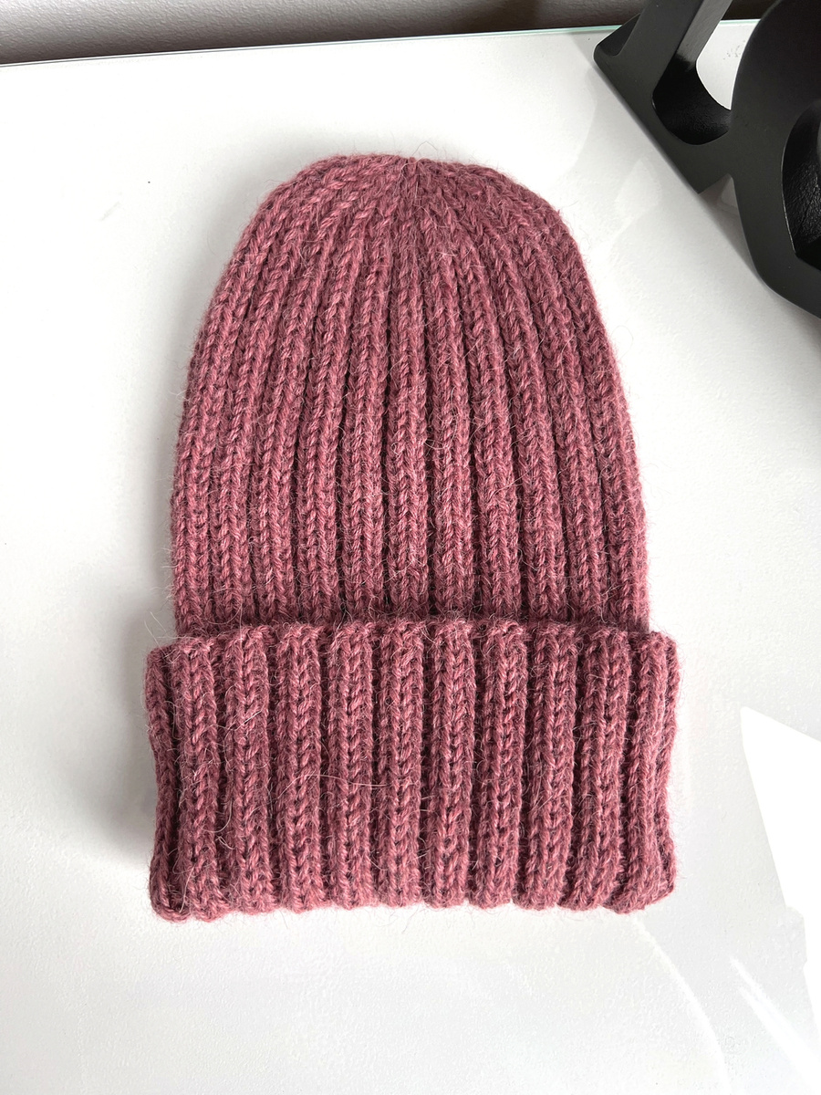 LAURIN Turn-Up Beanie 100% Alpaca 9024 ciemny blush