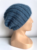 MARGARET – ręcznie robiona czapka beanie alpaka + moher i jedwab 6309/27 Średni Niebieski Petrol
