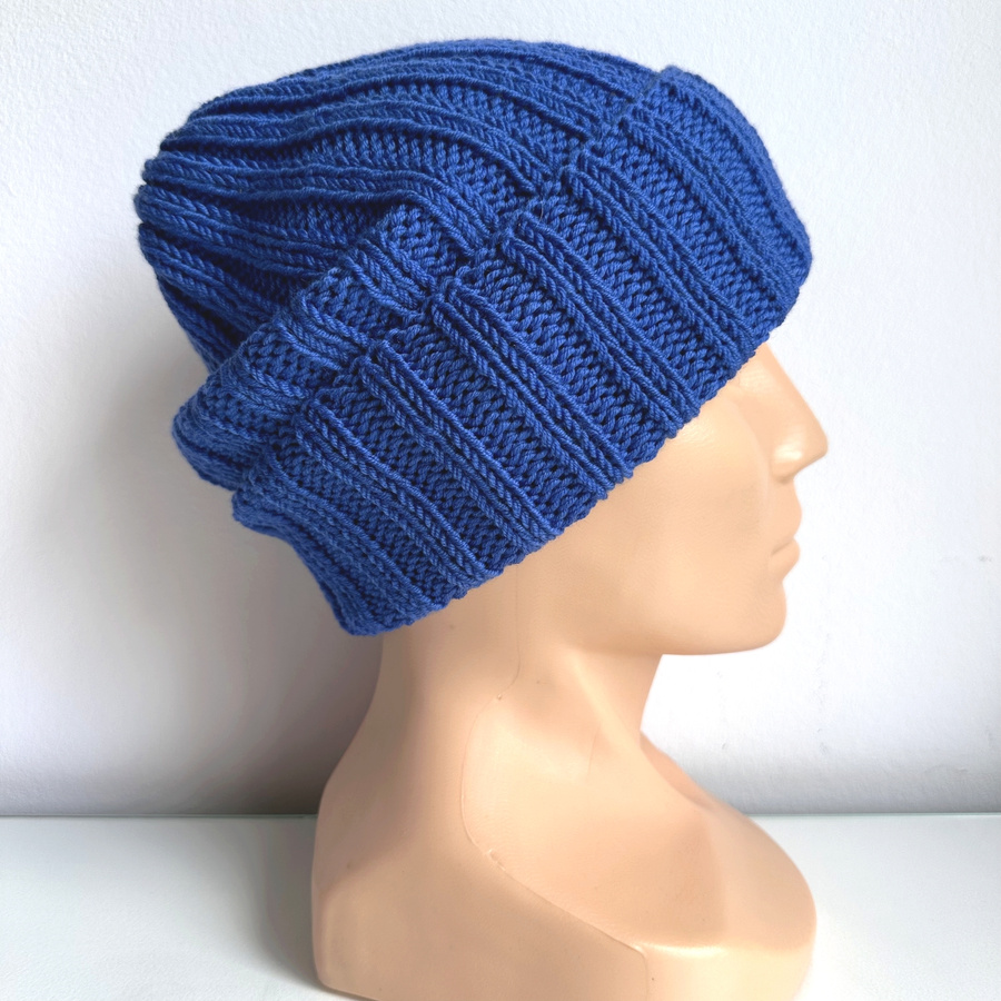 HELLI – czapka merino beanie wywijana 100% Baby Merino 33 Jaskrawoniebieski