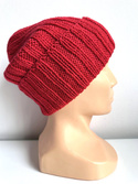 HELLI – wywijana czapka z wełny merino 100% Baby Merino 16 Czerwony zimowa