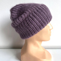 AUREA – ręcznie robiona czapka beanie baby merino + moher i jedwab dziecięca/damska 40/05 Ametyst