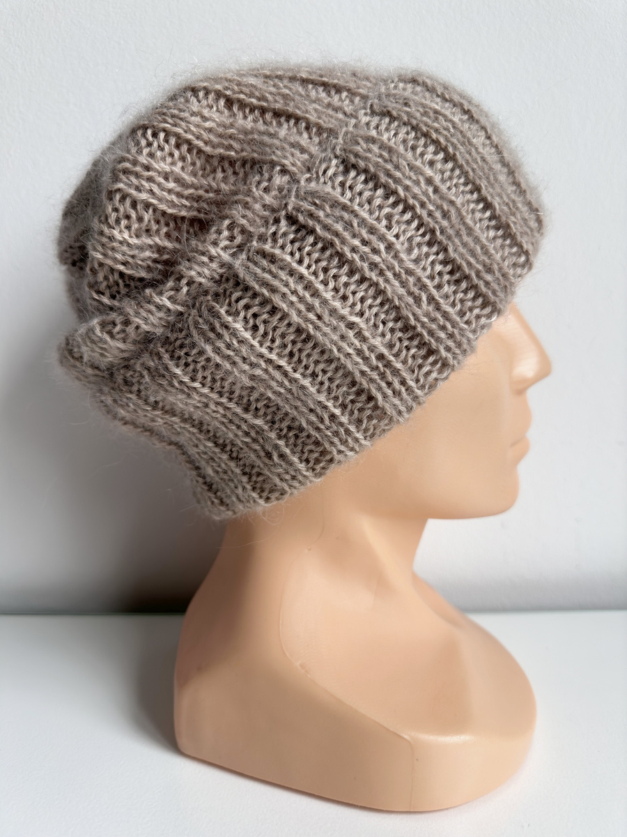 MARGARET Handmade Turn-Up Beanie Alpaca Mohair and Silk 2020/20 Jasny Nugat
