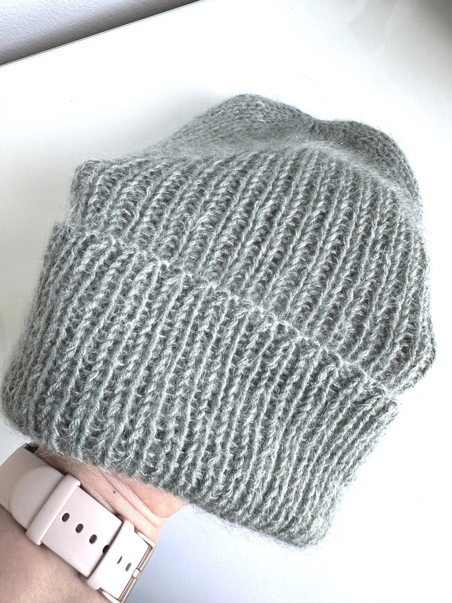 AUREA – czapka beanie handmade baby merino + moher jedwab dziecięca/damska 50/34 Zielona Szałwia