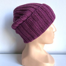HELLI – wywijana czapka z wełny merino baby 100% 34 Wrzos