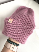 AUREA – ręcznie robiona ciepła czapka beanie baby merino + moher i jedwab dziecięca/damska 27/04 Stary Róż