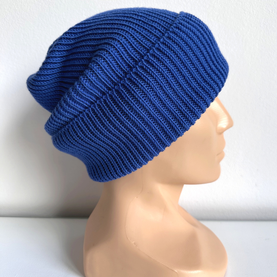 VARELLA Beanie-Mütze mit Umschlag 100% Baby-Merinowolle 33 leuchtend blau