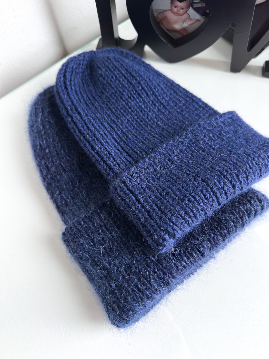 KIARA – czapka wywijana z alpaki 100% 5575 granatowa damska zimowa