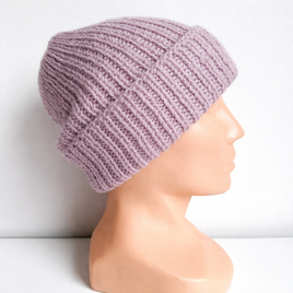 KIARA – czapka wywijana z alpaki 100% 9035 lawendowy szron, jesienno-zimowa