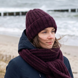LAURIN Turn-Up Beanie Alpaca Wool 9044 Ciemne Winogrona