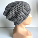 NANA – ręcznie robiona czapka beanie z wełny baby merino 19 szary jesienno-zimowa