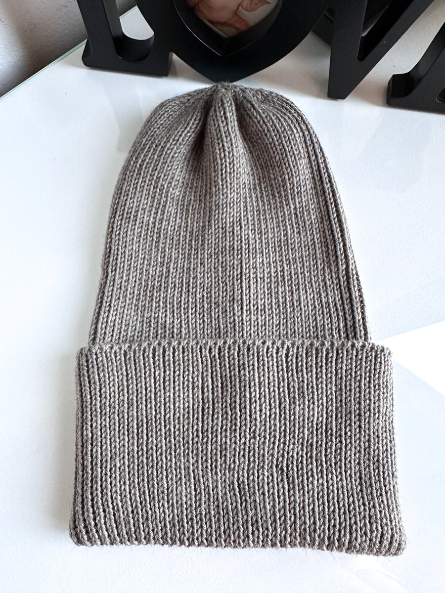 VARELLA – czapka zimowa merino beanie 100% Baby Merino 57 szaro‑brązowy