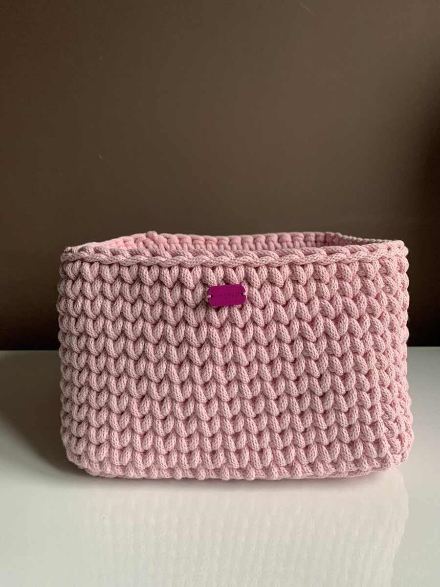 Ręcznie robiony Koszyk ze sznurka bawełnianego dno 25x25, wysokość 15 cm