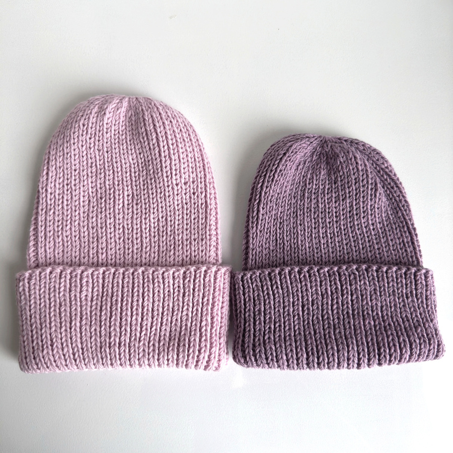 NANA – czapka beanie wywijana z wełny baby merino 54 Pudrowy Róż