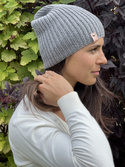 NANA – ręcznie robiona czapka beanie z wełny baby merino 19 szary jesienno-zimowa
