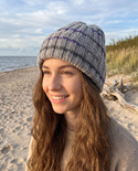 NELLI Handgemachte Merinowoll-Beanie 28 Srebrny Zmierzch