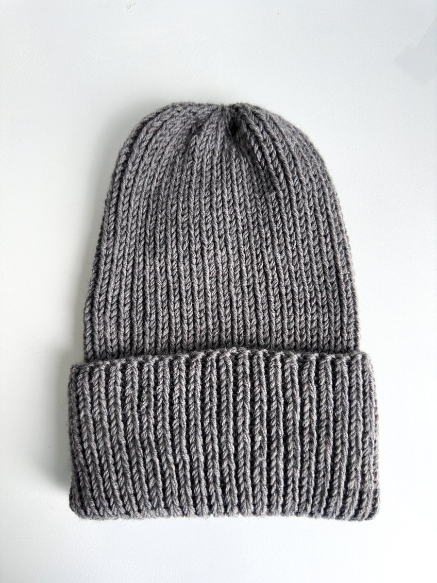 NANA Beanie-Mütze mit Umschlag aus Baby-Merinowolle 19 Grau