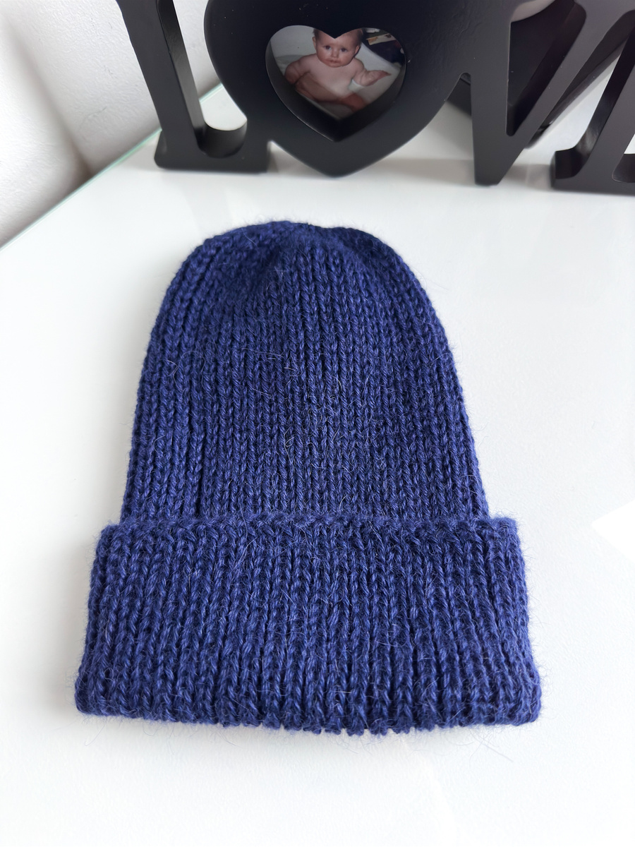 KIARA Mütze mit Umschlag 100% Alpaka 5575 Navy