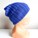 ELLI – ręcznie robiona czapka merino beanie 24 Kobalt wywijana