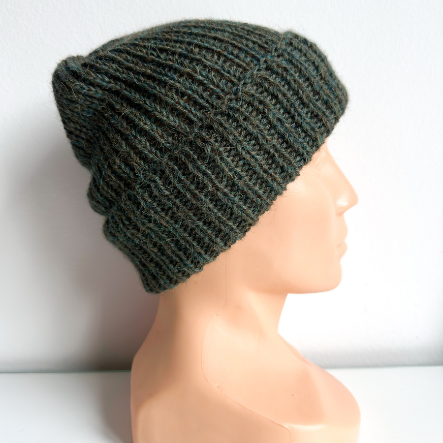 KIARA – czapka wywijana z alpaki 100% 7815 Leśny mix, jesienno-zimowa