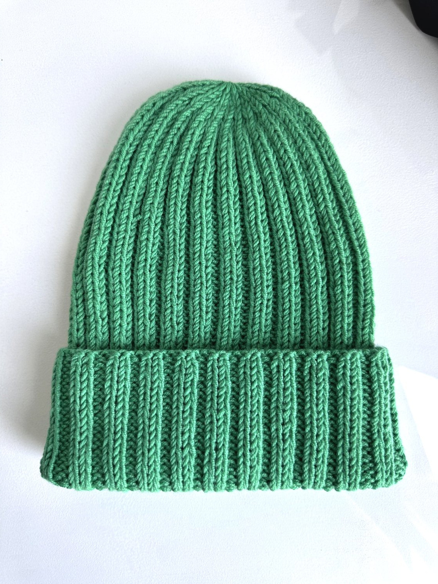 HELLI Mütze mit Umschlag aus Merinowolle 100% Baby Merino 31 jaskrawozielony Unisex