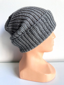 NANA Beanie-Mütze mit Umschlag aus Baby-Merinowolle 19 Grau