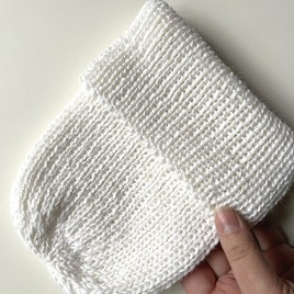 KIARA Turn-Up Beanie 100% Alpaca 101 White Handmade