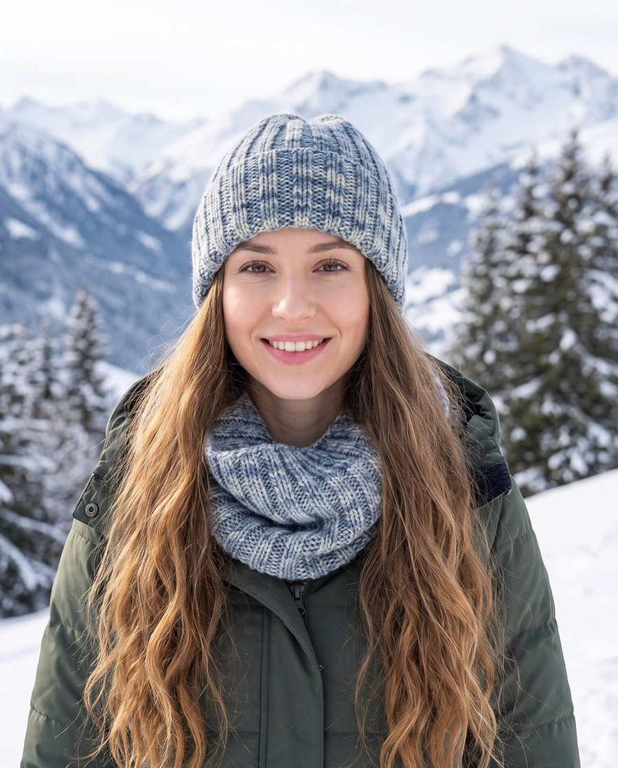 NELLI Handgemachte Merinowoll-Beanie 24 Sprane Dżinsy