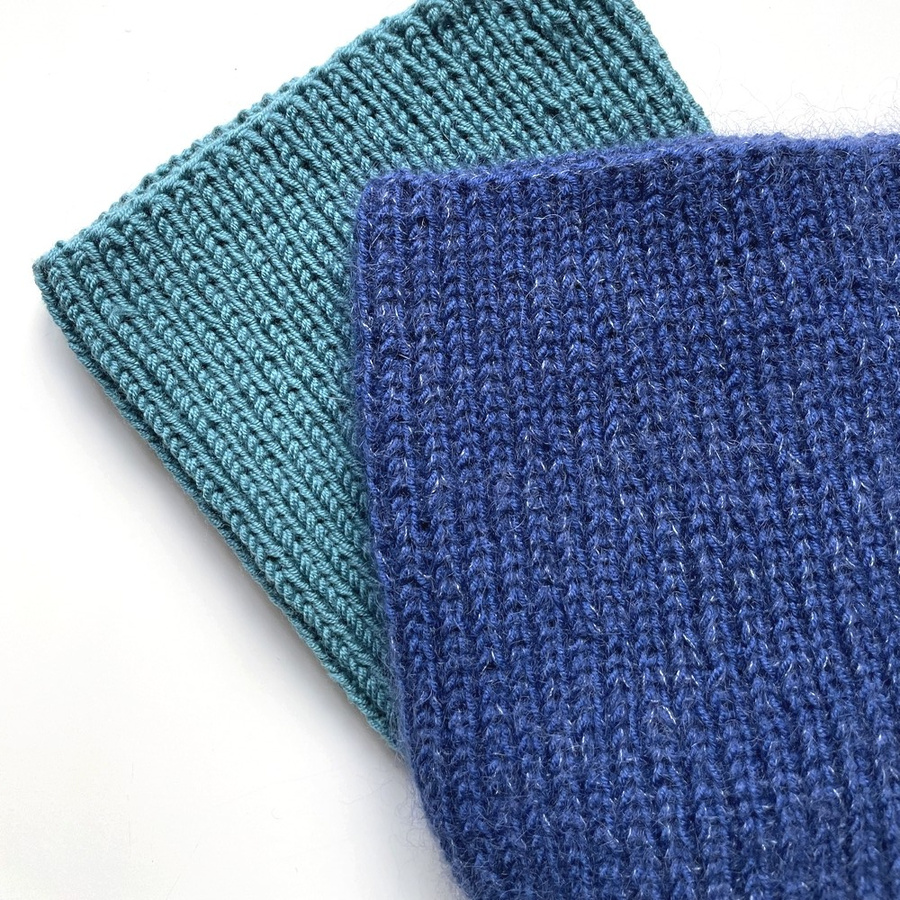 Handmade women’s hat AUREA 100% baby merino plus mohair and silk 30/28 Blue