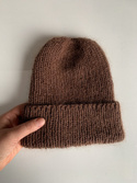 AUREA – czapka beanie handmade baby merino + moher i jedwab 52/35 Czekolada