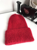 AUREA – ręcznie robiona ciepła czapka beanie z baby merino + moher i jedwab damska / dziecięca 16/14 Czerwony