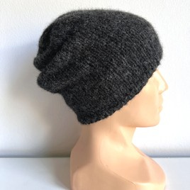 CHMURKA – czapka beanie z alpaki ręcznie robiona 06 antracyt