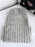 JANKA – gruba czapka zimowa beanie 100% wełna owcza 15 Ciemnoniebieski