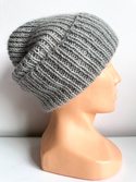 AUREA G – ręcznie robiona czapka beanie merino + moher i jedwab 940/4400 Szary Pył