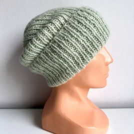 MORGANA – czapka damska alpaka + jedwab z wywinięciem 9030/33 Lody Pistacjowe