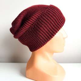 Czapka wywijana HELEN 100% Alpaka 9044 ciemne winogrona