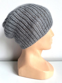 Handmade women's hat AUREA 100% Baby Merino plus mohair and silk 19/10 Gray