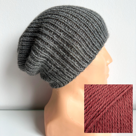 KIARA – czapka beanie z alpaki 100% damska 9040 ostrokrzew jesienno‑zimowa
