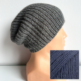 KIARA – czapka beanie z alpaki 100% 4305 ciemny indygo damska zimowa
