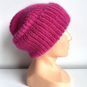 AUREA – ręcznie robiona ciepła czapka beanie baby merino + moher i jedwab damska / dziecięca 08/13 Fuksja