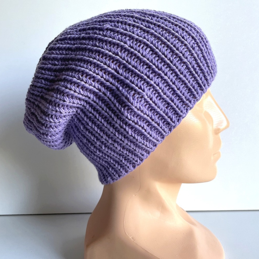 NANA – czapka beanie z wełny baby merino 14 fioletowy zimowa