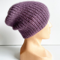 AUREA – ręcznie robiona cienka czapka beanie baby merino + moher i jedwab damska 40/05 Ametyst