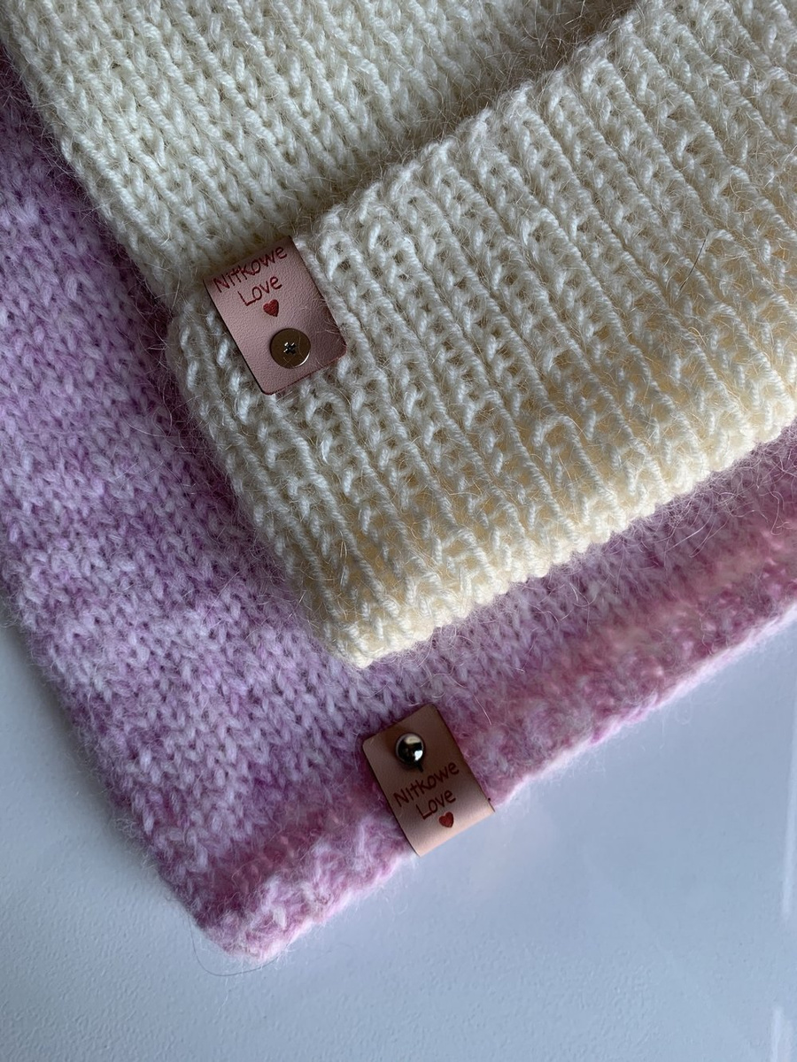 AUREA – ręcznie robiona czapka beanie baby merino + moher i jedwab damska/dziecięca 02/01 Ecru