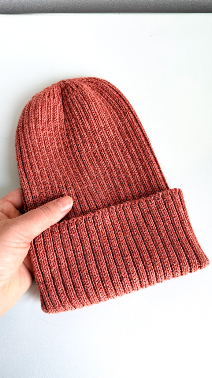 VELLA Turn-Up Beanie 100% Baby Merino Wool 48 Blush