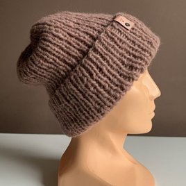 CHMURKA – czapka beanie z alpaki damska ręcznie robiona 29 fiołkowy